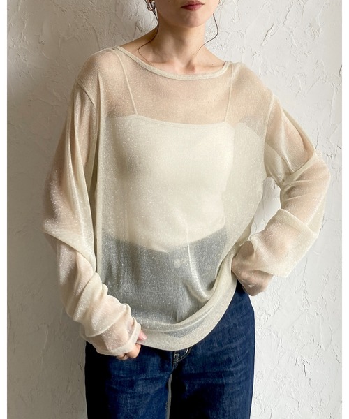 She's Closet(シーズクローゼット)の「ラメシアートップス(Tシャツ/カットソー・レディース・ベージュ/ブラック・FREE)」の22枚目の写真