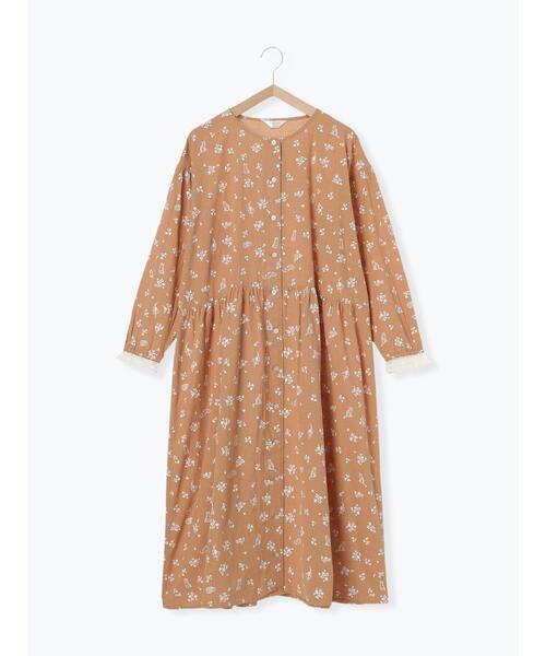 【セール】猫と過ごす総柄プリントワンピース（ルームウェア/パジャマ）｜Et grenier by Samansa Mos2（エグルニエバイサマンサモスモス）