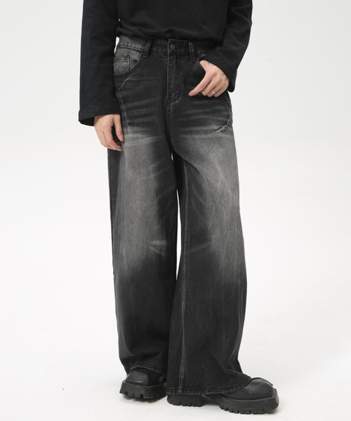 WESTBOY(ウエストボーイ)の「ルーズバギーブラックデニムパンツ/セミワイドデニムパンツ WO24W1PT07【WB ORIGINALS】(デニムパンツ・メンズ・ブラック・L/XL/M)」の11枚目の写真
