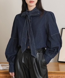 SUWDEE（スーディー）の「bow collar denim blouse（シャツ/ブラウス）」