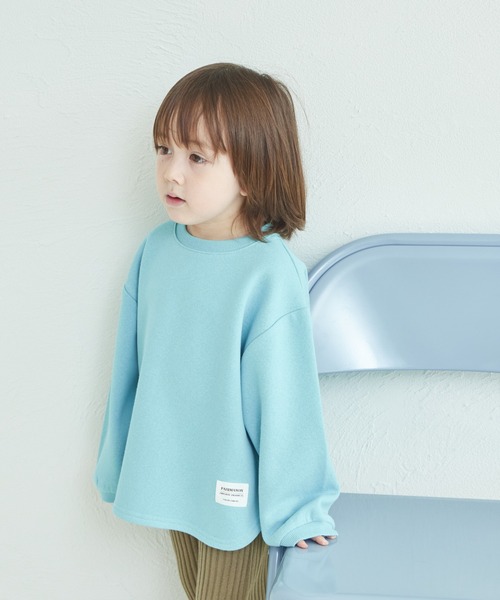 pairmanon（ペアマノン）の「裏起毛 裾ラウンド ネーム付き プルオーバー（スウェット・キッズ・レッド/ライトグリーン/ベージュ/ブルー系その他/ピンク/ブラウン/アイボリー/カーキ/ピンク系その他/ブラック/ライトブルー/ブルー/グレー・140/150/100/120/130/110/90）」の10枚目の写真