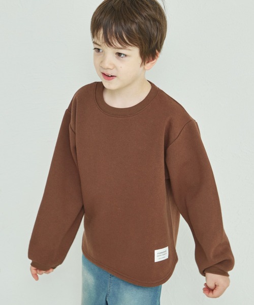 pairmanon（ペアマノン）の「裏起毛 裾ラウンド ネーム付き プルオーバー（スウェット・キッズ・レッド/ライトグリーン/ベージュ/ブルー系その他/ピンク/ブラウン/アイボリー/カーキ/ピンク系その他/ブラック/ライトブルー/ブルー/グレー・140/150/100/120/130/110/90）」の4枚目の写真