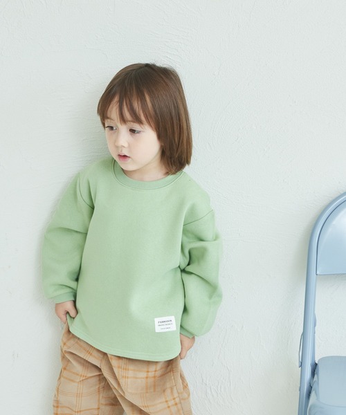 pairmanon（ペアマノン）の「裏起毛 裾ラウンド ネーム付き プルオーバー（スウェット・キッズ・レッド/ライトグリーン/ベージュ/ブルー系その他/ピンク/ブラウン/アイボリー/カーキ/ピンク系その他/ブラック/ライトブルー/ブルー/グレー・140/150/100/120/130/110/90）」の7枚目の写真