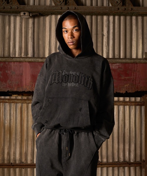 ANDER HUNK(アンダーハンク)の「Damage Overdyed Parker/ダメージオーバーダイパーカー(パーカー・メンズ・ブラック/グレー・LARGE/MEDIUM)」の5枚目の写真