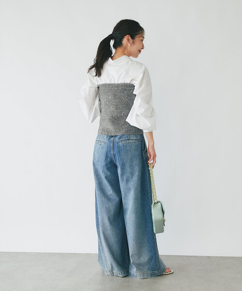 La boutique BonBon（ラブティックボンボン）の「【アンサンブル可】スパンコールモヘアビスチェ（ニット/セーター・レディース・グレー/オフホワイト・FREE）」の18枚目の写真