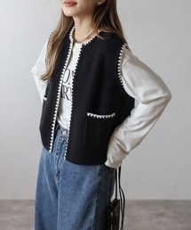 ハマグリステッチニットベスト