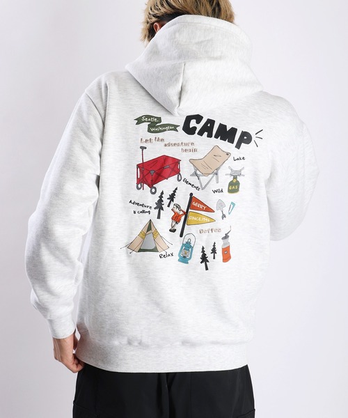 【セール】GERRY バック刺繍+「CAMP」プリント 裏起毛フーデッドパーカー(パーカー)|GERRY(ジェリー)