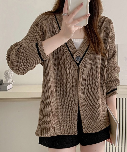 Miniministore(ミニミニストア)の「ニットカーディガン 韓国風 秋冬セーター(ニット/セーター・レディース・ブラウン/ブラック/ライトベージュ・FREE)」の2枚目の写真