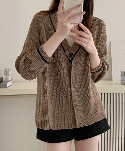 Miniministore(ミニミニストア)の「ニットカーディガン 韓国風 秋冬セーター(ニット/セーター・レディース・ブラウン/ブラック/ライトベージュ・FREE)」の10枚目の写真