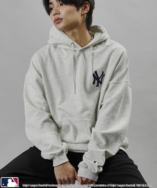 MLB/メジャーリーグベースボール 別注 MLB ハートロゴ刺繍スウェットパーカー/フーディー/裏起毛(限定展開)（パーカー）｜MLB（メジャーリーグベースボール）