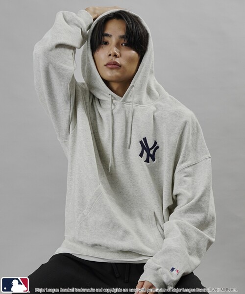 MLB/メジャーリーグベースボール 別注 MLB ハートロゴ刺繍スウェットパーカー/フーディー/裏起毛(限定展開)（パーカー）｜MLB（メジャーリーグベースボール）