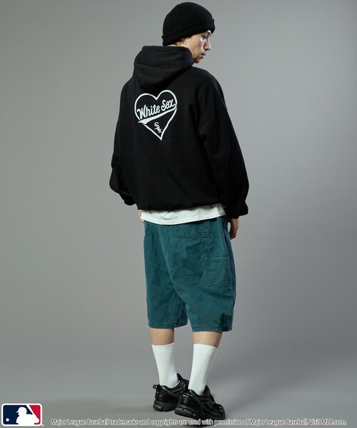 MLB/メジャーリーグベースボール 別注 MLB ハートロゴ刺繍スウェットパーカー/フーディー/裏起毛(限定展開)（パーカー）｜MLB（メジャーリーグベースボール）