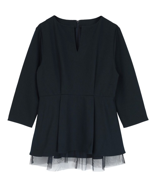 UR'S(ユアーズ)の「キーネックチュールティアードトップス(Tシャツ/カットソー・レディース・ダークネイビー/グレイッシュベージュ/ブラック・S/L/M)」の3枚目の写真