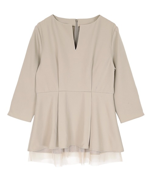 UR'S(ユアーズ)の「キーネックチュールティアードトップス(Tシャツ/カットソー・レディース・ダークネイビー/グレイッシュベージュ/ブラック・S/L/M)」の4枚目の写真