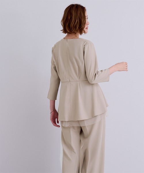 UR'S(ユアーズ)の「キーネックチュールティアードトップス(Tシャツ/カットソー・レディース・ダークネイビー/グレイッシュベージュ/ブラック・S/L/M)」の20枚目の写真