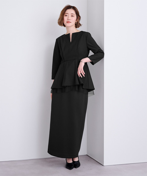 UR'S（ユアーズ）の「キーネックチュールティアードトップス（Tシャツ/カットソー・レディース・ダークネイビー/グレイッシュベージュ/ブラック・S/L/M）」の22枚目の写真