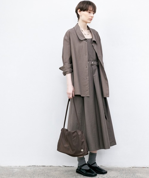 tageechita（タジチタ）の「【tageechita】ビッグカラーパイピングステッチオーバーシャツ（シャツ/ブラウス・レディース・ブラウン/オフホワイト・S/M/L）」の19枚目の写真