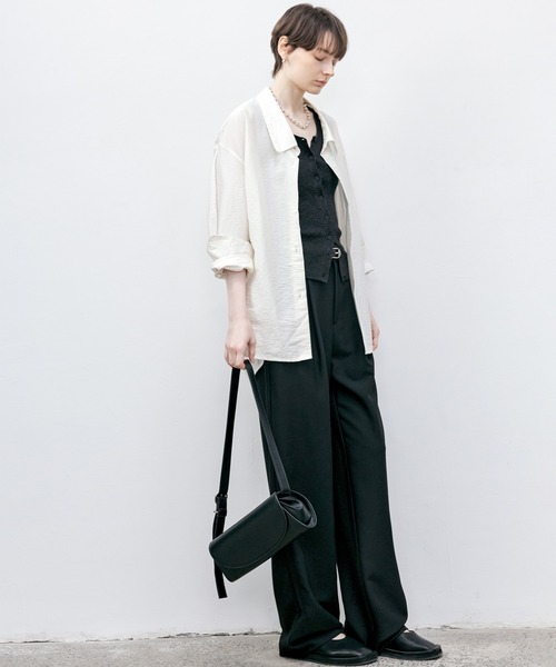 tageechita（タジチタ）の「【tageechita】ビッグカラーパイピングステッチオーバーシャツ（シャツ/ブラウス・レディース・ブラウン/オフホワイト・S/M/L）」の22枚目の写真