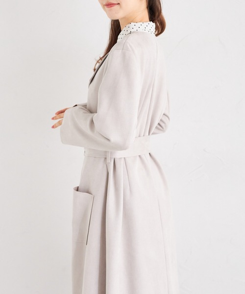 tocco closet（トッコ　クローゼット）の「ウエストリボン付きスエードポンチコーディガン（その他アウター・レディース・ピンク/ベージュ/グレー・M）」の5枚目の写真
