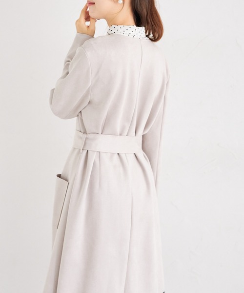 tocco closet（トッコ　クローゼット）の「ウエストリボン付きスエードポンチコーディガン（その他アウター・レディース・ピンク/ベージュ/グレー・M）」の6枚目の写真