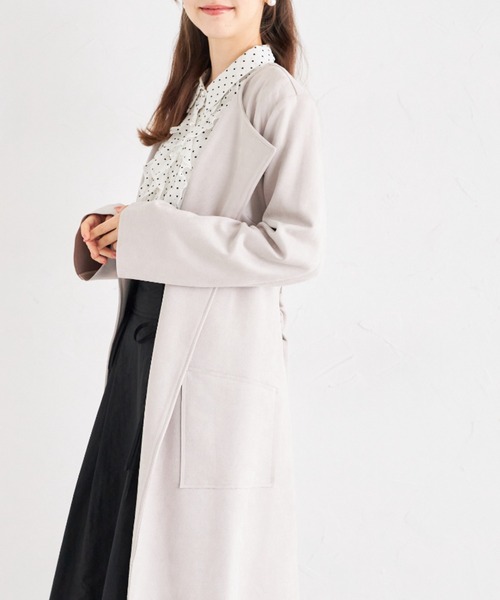 tocco closet（トッコ　クローゼット）の「ウエストリボン付きスエードポンチコーディガン（その他アウター・レディース・ピンク/ベージュ/グレー・M）」の8枚目の写真