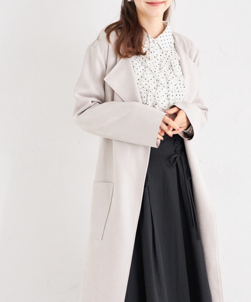 tocco closet（トッコ　クローゼット）の「ウエストリボン付きスエードポンチコーディガン（その他アウター・レディース・ピンク/ベージュ/グレー・M）」の9枚目の写真