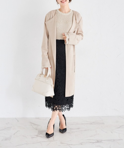 tocco closet（トッコ　クローゼット）の「ウエストリボン付きスエードポンチコーディガン（その他アウター・レディース・ピンク/ベージュ/グレー・M）」の10枚目の写真