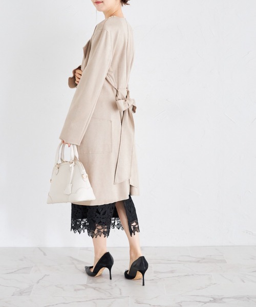 tocco closet（トッコ　クローゼット）の「ウエストリボン付きスエードポンチコーディガン（その他アウター・レディース・ピンク/ベージュ/グレー・M）」の11枚目の写真