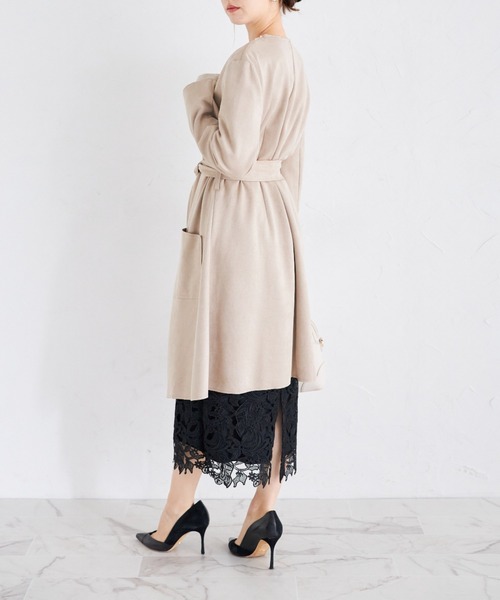 tocco closet（トッコ　クローゼット）の「ウエストリボン付きスエードポンチコーディガン（その他アウター・レディース・ピンク/ベージュ/グレー・M）」の13枚目の写真
