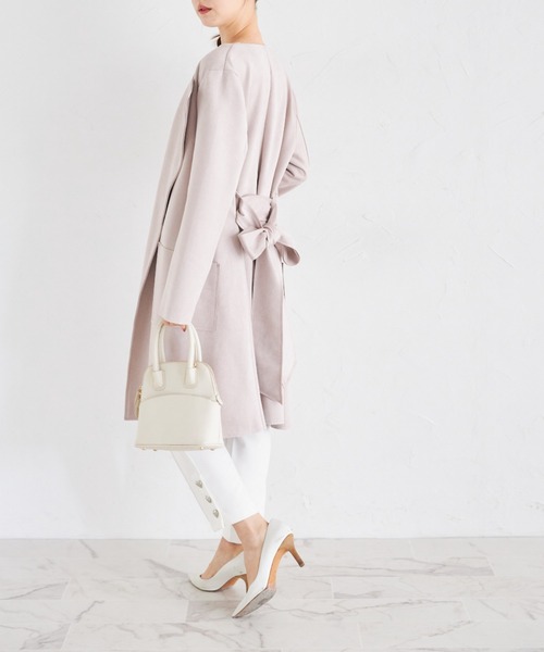 tocco closet（トッコ　クローゼット）の「ウエストリボン付きスエードポンチコーディガン（その他アウター・レディース・ピンク/ベージュ/グレー・M）」の15枚目の写真