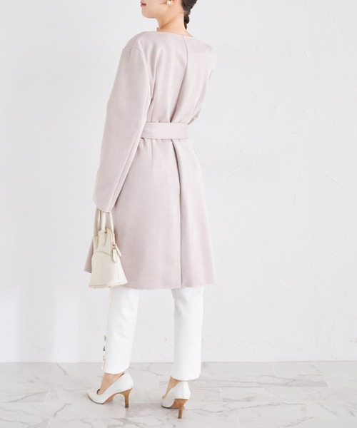 tocco closet（トッコ　クローゼット）の「ウエストリボン付きスエードポンチコーディガン（その他アウター・レディース・ピンク/ベージュ/グレー・M）」の17枚目の写真