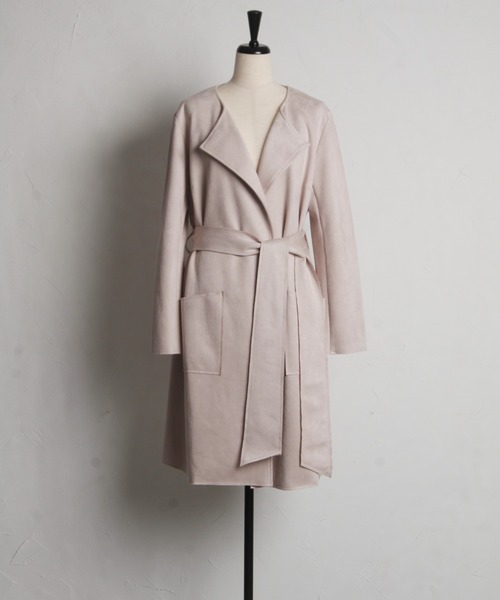 tocco closet（トッコ　クローゼット）の「ウエストリボン付きスエードポンチコーディガン（その他アウター・レディース・ピンク/ベージュ/グレー・M）」の18枚目の写真