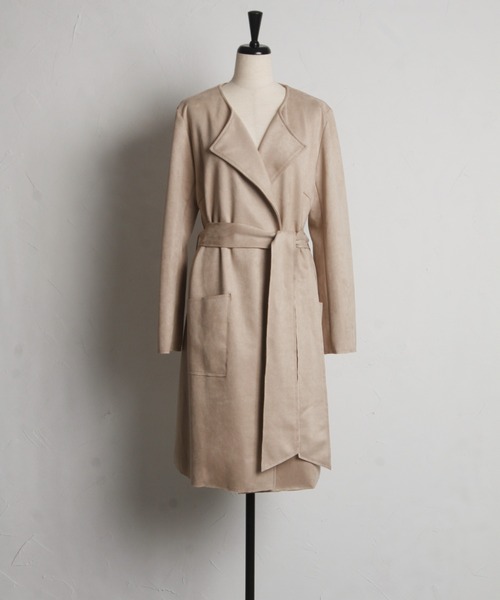 tocco closet（トッコ　クローゼット）の「ウエストリボン付きスエードポンチコーディガン（その他アウター・レディース・ピンク/ベージュ/グレー・M）」の19枚目の写真