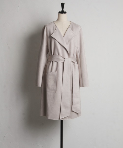 tocco closet（トッコ　クローゼット）の「ウエストリボン付きスエードポンチコーディガン（その他アウター・レディース・ピンク/ベージュ/グレー・M）」の20枚目の写真