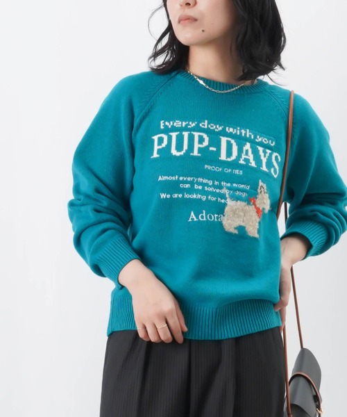 【セール】LC/LLL バルキーラグランロゴニット / DOGロゴジャガードニットプルオーバー（ニット/セーター）｜LUCA/LADY LUCK LUCA（ルカ/レディラックルカ）