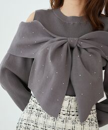 MAJESTIC LEGON | ビジューリボン肩あきニット(ニット/セーター)