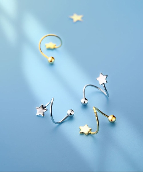 LA VORAGINE(ラ ヴォラジネ)の「ハート星デザインピアス【ねじり式】(ピアス(両耳用)・レディース・シルバー系1/ゴールド/シルバー/シルバー系2/ゴールド系1・FREE)」の13枚目の写真