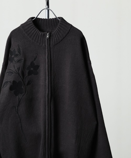 NILWAY(ニルウェイ)の「フラワー 刺繍 ダブル ジップ ドライバーズニット(ニット/セーター・メンズ・ブラック/アイボリー/チャコール・LARGE/MEDIUM)」の17枚目の写真