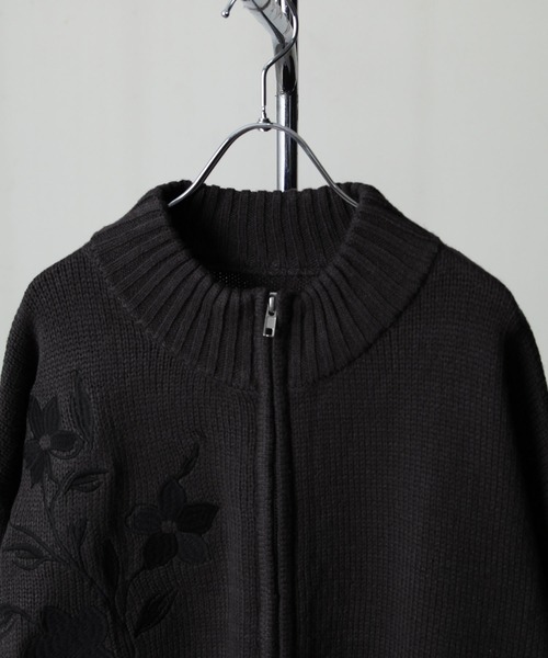 NILWAY(ニルウェイ)の「フラワー 刺繍 ダブル ジップ ドライバーズニット(ニット/セーター・メンズ・ブラック/アイボリー/チャコール・LARGE/MEDIUM)」の18枚目の写真