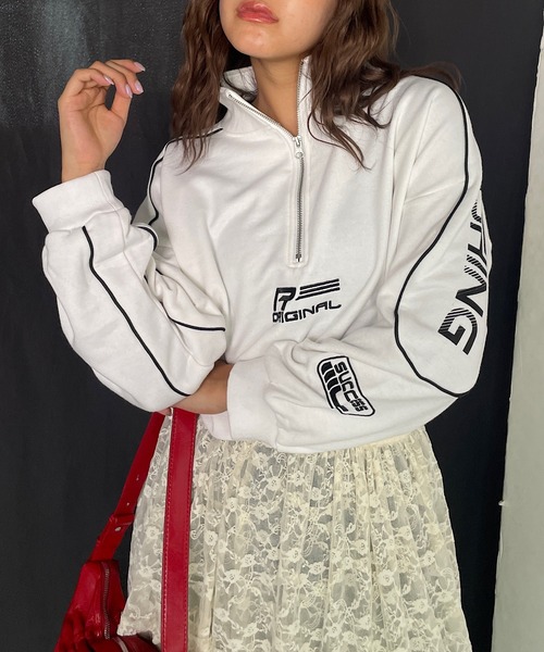 【セール】ショート丈ハーフジッププルオーバー（スウェット）｜ROGER AND RAW（ロジャーアンドロウ）