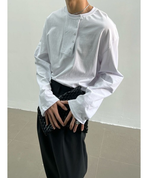FreeZone(フリーゾーン)の「メンズ無地長袖スウェット(Tシャツ/カットソー・メンズ・ホワイト/ブラック・F)」の10枚目の写真