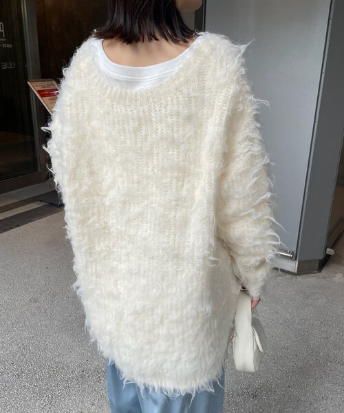 mline（エムライン）の「[mline]深Vポケットニット（ニット/セーター・レディース・ブルー/ピンク/チャコールグレー/アイボリー・FREE）」の6枚目の写真