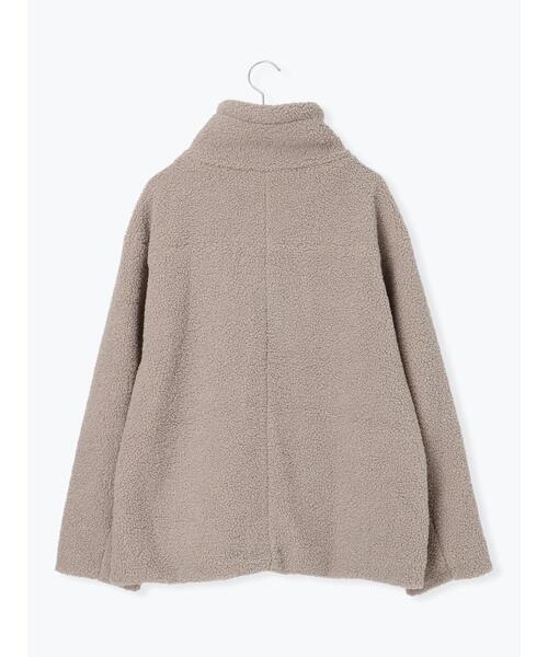 Samansa Mos2 blue（サマンサモスモスブルー）の「スタンドカラーボアジャケット（ノーカラージャケット・レディース・モカ/チャコールグレー/ライトベージュ・F）」の7枚目の写真
