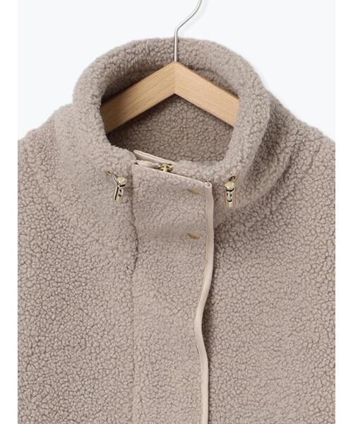 Samansa Mos2 blue（サマンサモスモスブルー）の「スタンドカラーボアジャケット（ノーカラージャケット・レディース・モカ/チャコールグレー/ライトベージュ・F）」の8枚目の写真