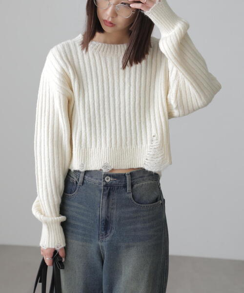 FREE'S MART（フリーズマート）の「◆クラッシュニット（ニット/セーター・レディース・ホワイト/ブルー/ブラック・FREE）」の22枚目の写真