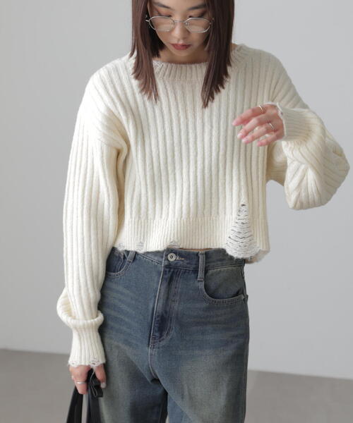 FREE'S MART（フリーズマート）の「◆クラッシュニット（ニット/セーター・レディース・ホワイト/ブルー/ブラック・FREE）」の19枚目の写真