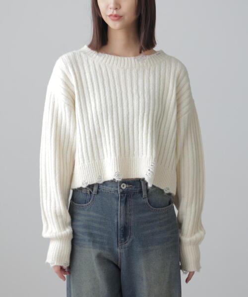 FREE'S MART（フリーズマート）の「◆クラッシュニット（ニット/セーター・レディース・ホワイト/ブルー/ブラック・FREE）」の6枚目の写真