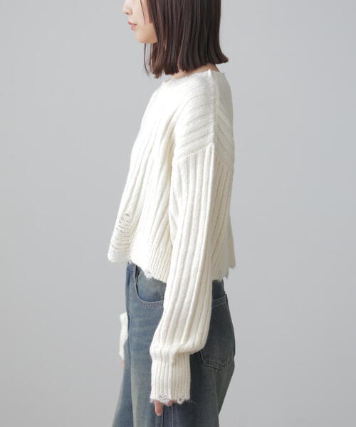 FREE'S MART（フリーズマート）の「◆クラッシュニット（ニット/セーター・レディース・ホワイト/ブルー/ブラック・FREE）」の5枚目の写真