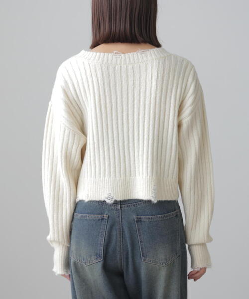 FREE'S MART（フリーズマート）の「◆クラッシュニット（ニット/セーター・レディース・ホワイト/ブルー/ブラック・FREE）」の4枚目の写真