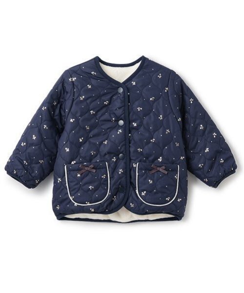 petit main（プティマイン）の「リバーシブルボアジャケット（ノーカラージャケット・キッズ・アイボリー/ライトピンク/ネイビー・80ｃｍ/90cm/100cm/110cm/120cm/130cm）」の3枚目の写真